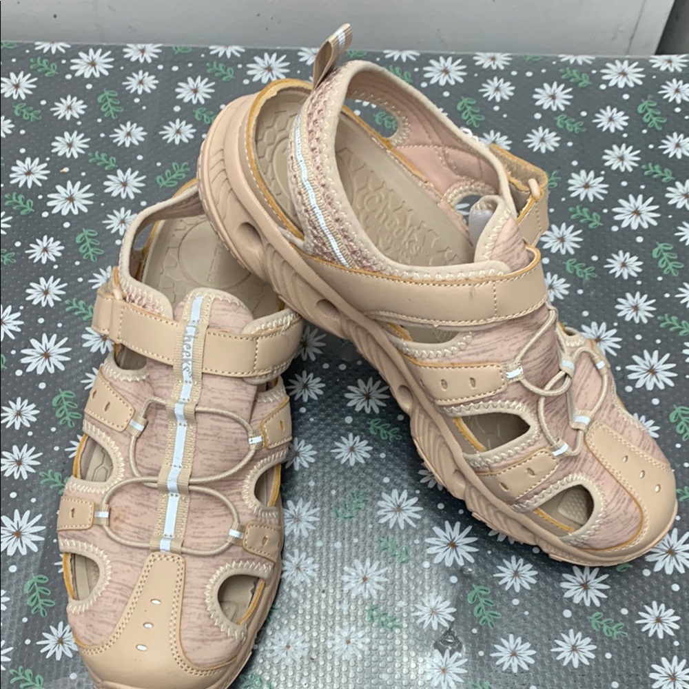 Cheeks Tan Closed Toe Sandals with Adjustable Strap
